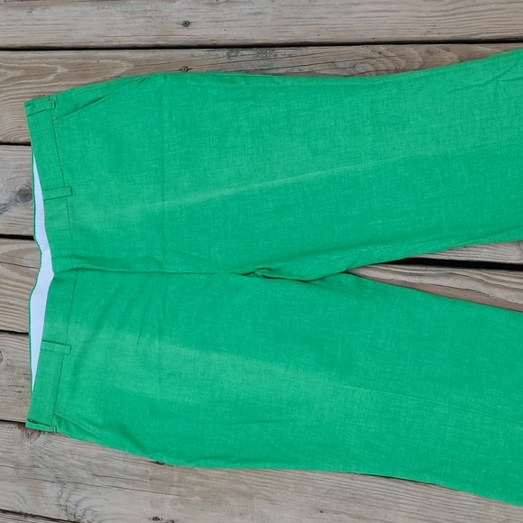 Vintage 60s 70s Bright Grass Green Full Length Fitted Pants No Size Tag - Picture 5 of 17